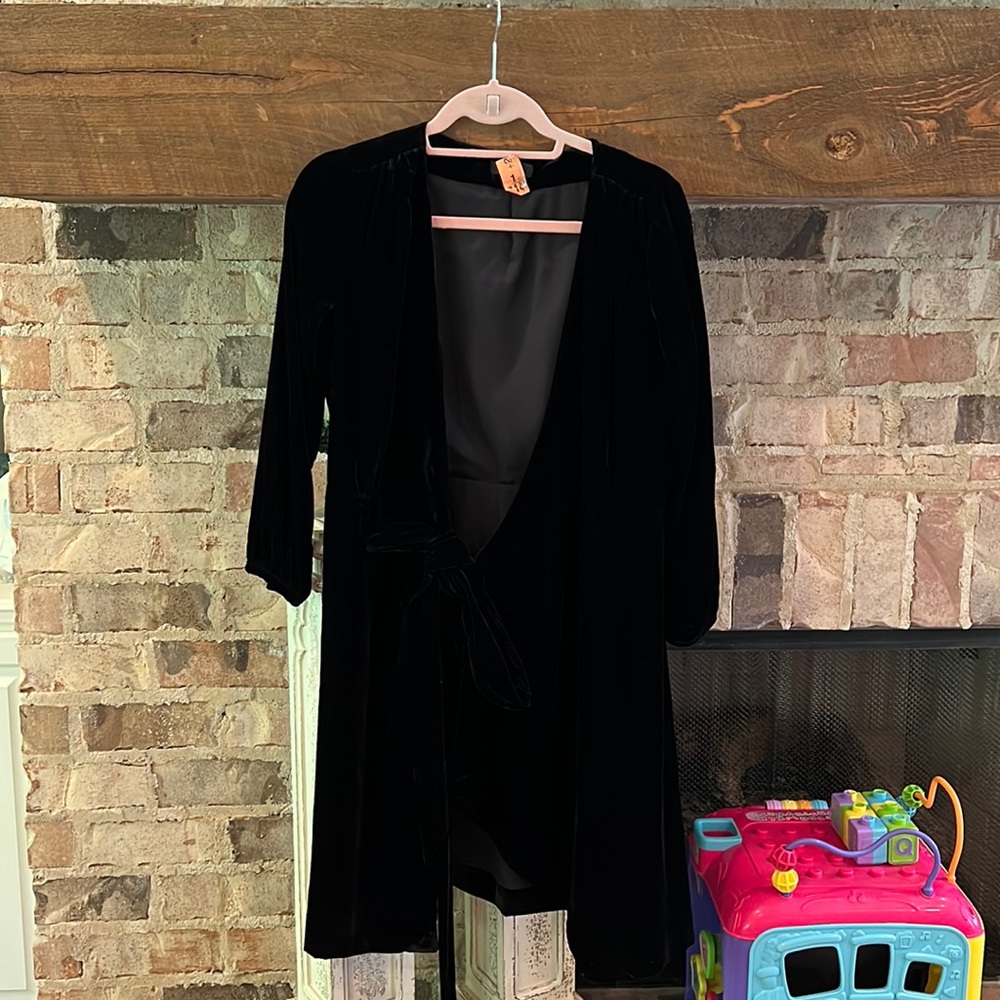 Black velvet wrap dress